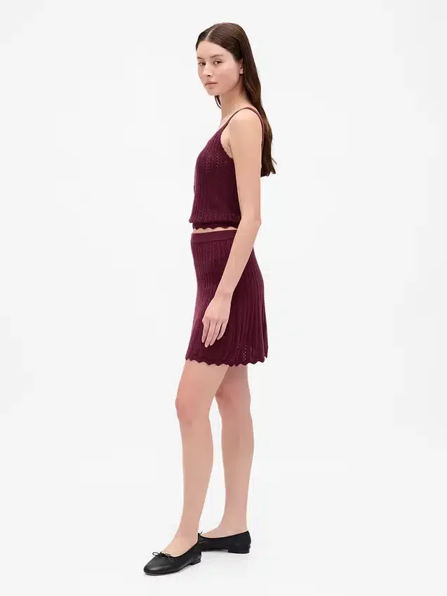 100% katoenen mini-rok met pointelle-patroon