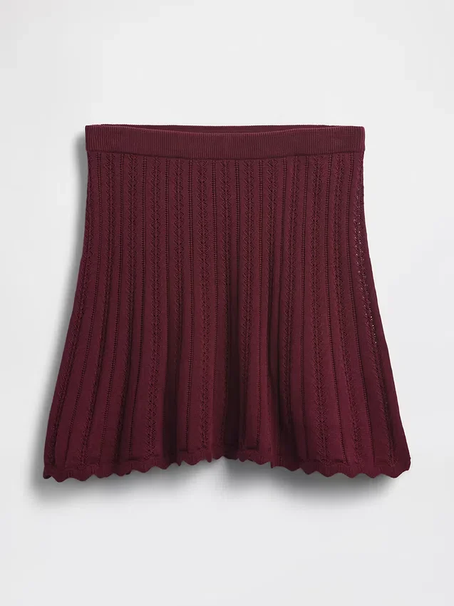100% katoenen mini-rok met pointelle-patroon