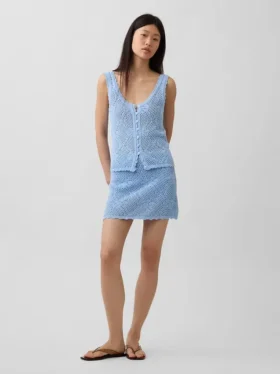 100% katoenen mini-trui-rokje met pointelle-patroon