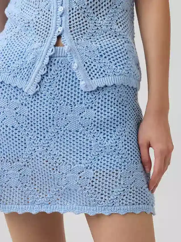 100% katoenen mini-trui-rokje met pointelle-patroon
