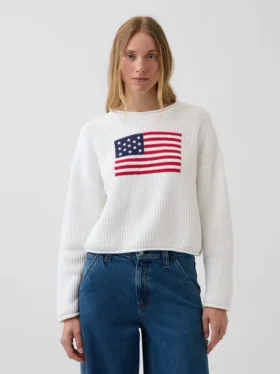 100% katoenen oversized Americana cropped trui