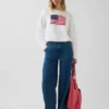 100% katoenen oversized Americana cropped trui