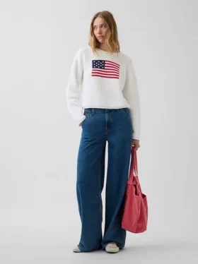 100% katoenen oversized Americana cropped trui
