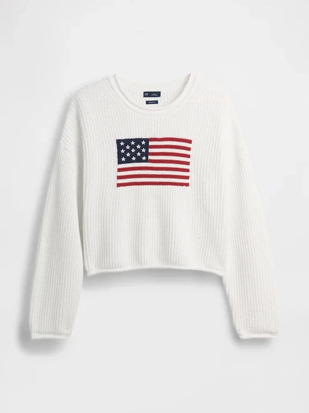 100% katoenen oversized Americana cropped trui