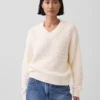 100% katoenen oversized trui met V-hals en shaker-steek