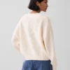 100% katoenen oversized trui met V-hals en shaker-steek