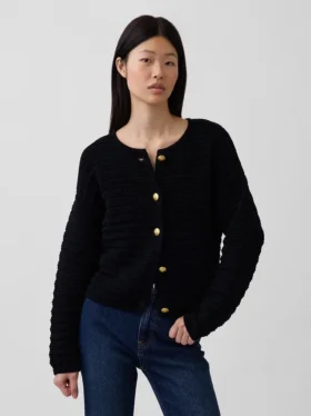 100% katoenen sweaterjasje met textuur