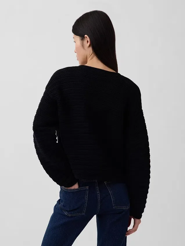 100% katoenen sweaterjasje met textuur
