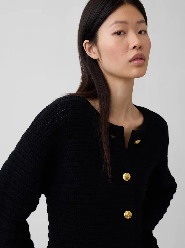100% katoenen sweaterjasje met textuur