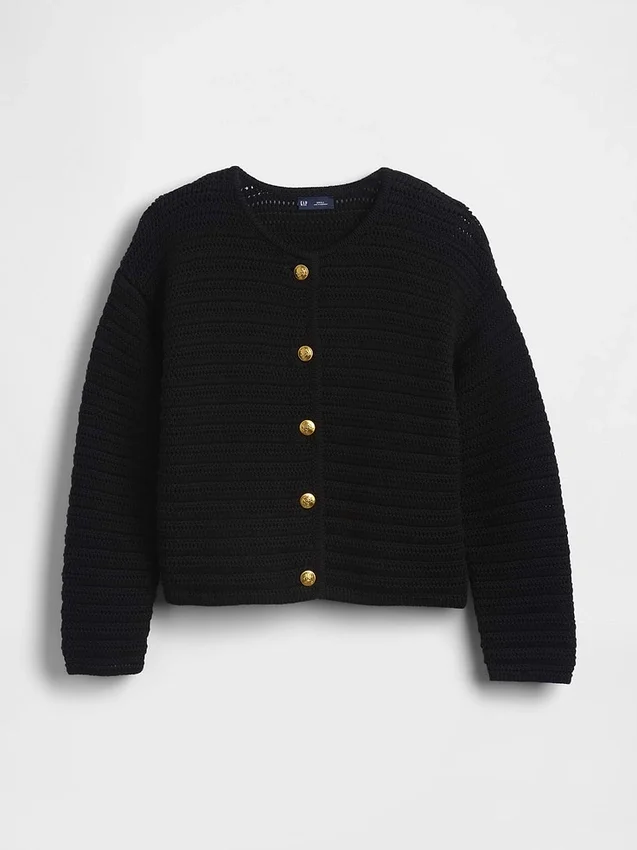 100% katoenen sweaterjasje met textuur