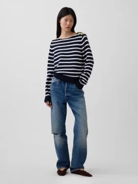 100% katoenen trui met relaxte bootnek