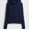 100% katoenen vest met rits en kabelpatroon