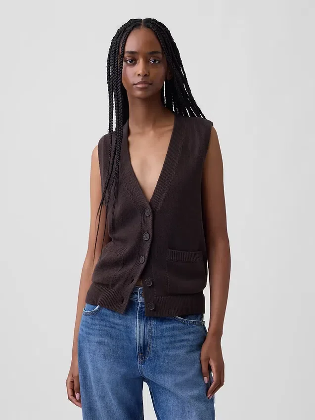 100% katoenen vest met zakken