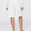 11" denimkorte broek met middelhoge taille en lang model
