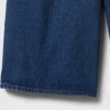 11" denimkorte broek met middelhoge taille en lang model