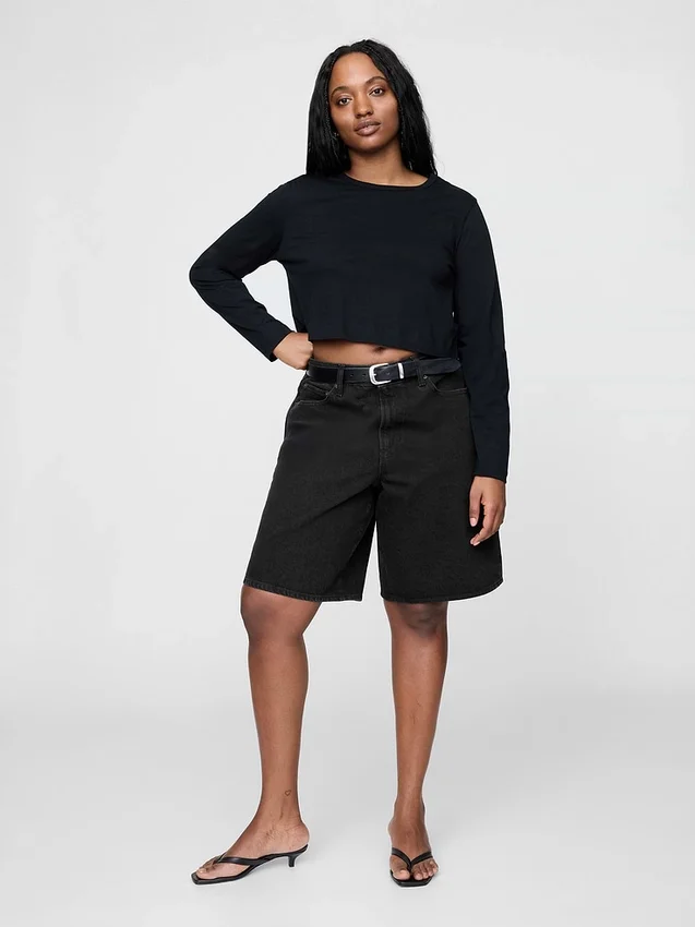 11" Mid-rise lange korte broek van denim