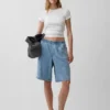 11" Mid Rise Ultrasoft Easy Stripe Longline denimkorte broeken