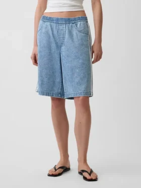 11″ Mid Rise Ultrasoft Easy Stripe Longline denimkorte broeken