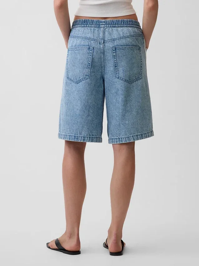 11" Mid Rise Ultrasoft Easy Stripe Longline denimkorte broeken
