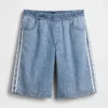 11" Mid Rise Ultrasoft Easy Stripe Longline denimkorte broeken