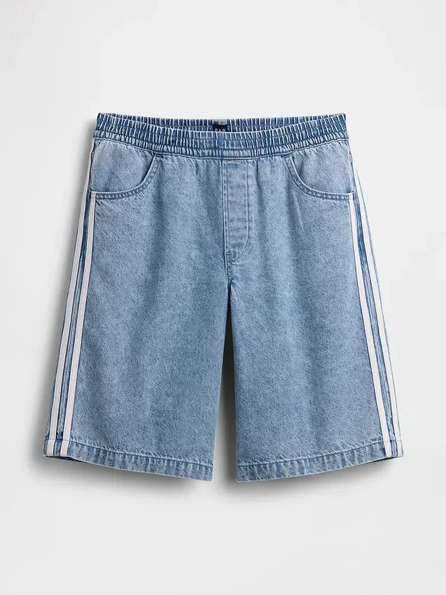 11" Mid Rise Ultrasoft Easy Stripe Longline denimkorte broeken
