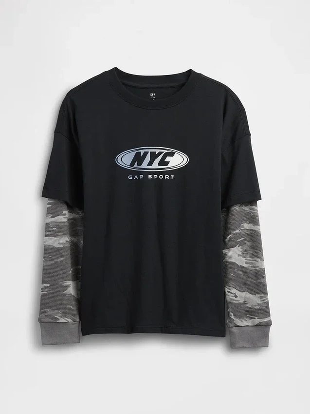 2-in-1 T-shirt met logo voor kinderen