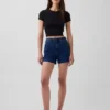 3,5" hoge taille, relaxte rechte korte broek in matrozenstijl