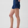 3,5" hoge taille, relaxte rechte korte broek in matrozenstijl
