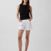 3,5" hoge taille, relaxte rechte korte broek van denim