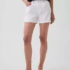 3,5" hoge taille, relaxte rechte korte broek van denim