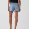 3,5" hoge taille, relaxte rechte korte broek van denim
