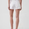 3,5" hoge taille, relaxte rechte korte broek van denim