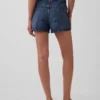 3,5" hoge taille, relaxte rechte korte broek van denim