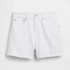 3,5" hoge taille, relaxte rechte korte broek van denim