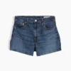 3,5" hoge taille, relaxte rechte korte broek van denim