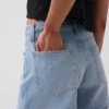 3,5" hoge taille, relaxte rechte korte broek van denim
