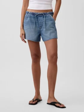 3,5” laaghangende, comfortabele denimkorte broek