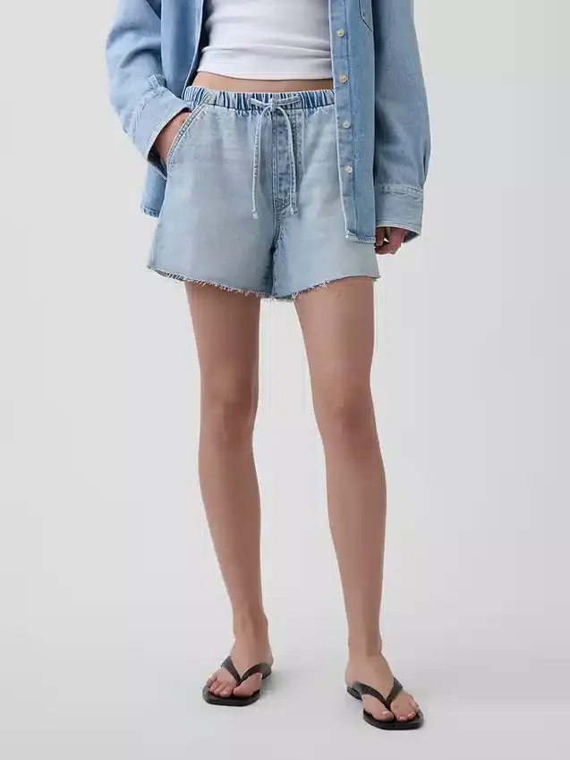 3,5” ultrazachte, laaghangende, comfortabele denimkorte broek