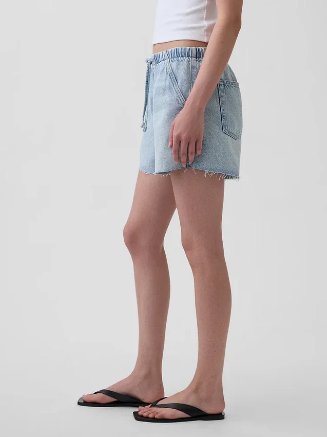 3,5” ultrazachte, laaghangende, comfortabele denimkorte broek