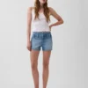 3" denimkorte broek met lage taille