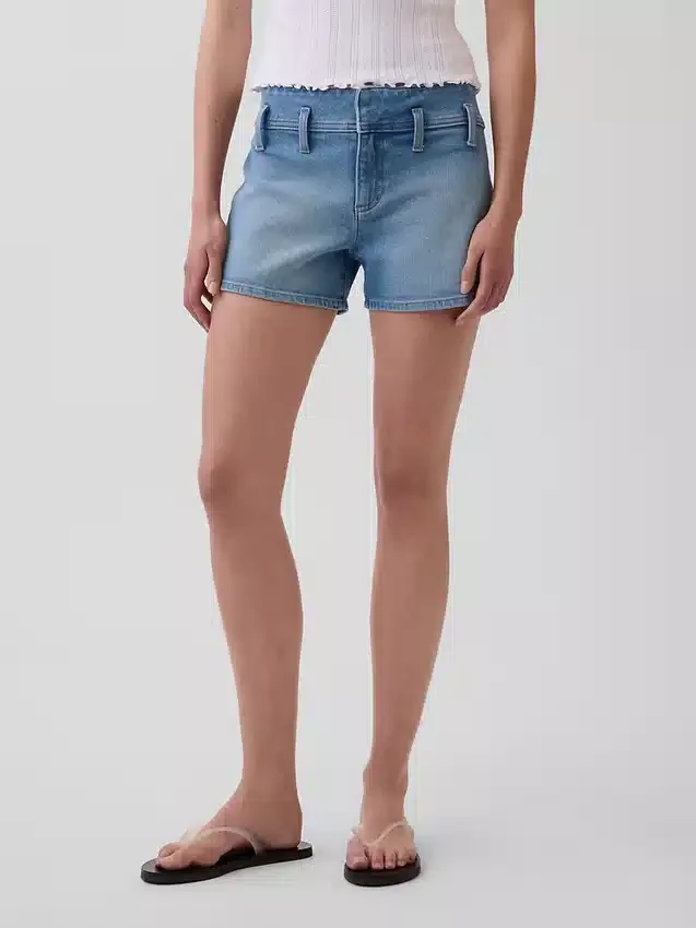 3" denimkorte broek met lage taille