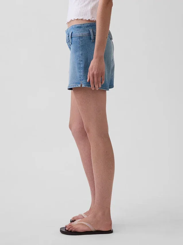 3" denimkorte broek met lage taille