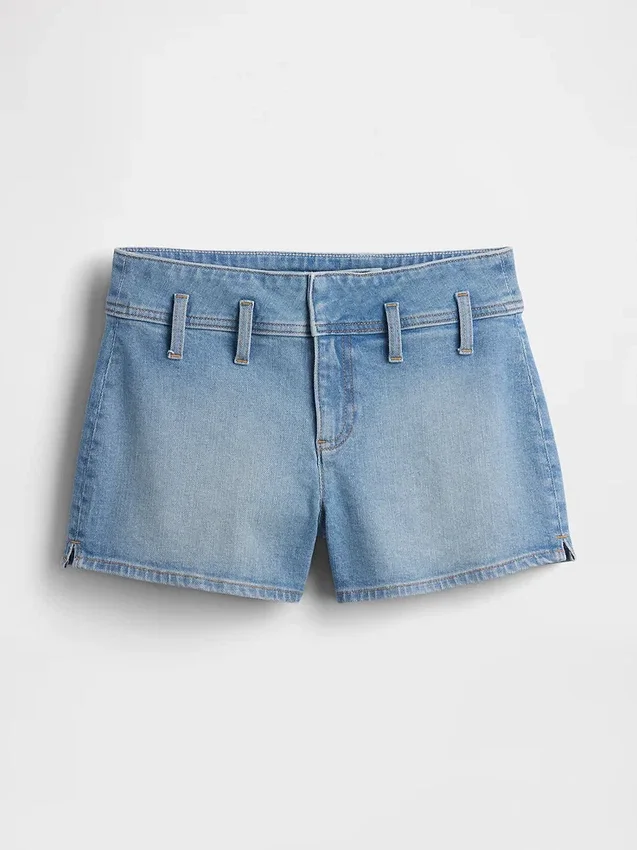 3" denimkorte broek met lage taille
