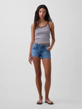 3" korte broek met lage taille en vetersluiting