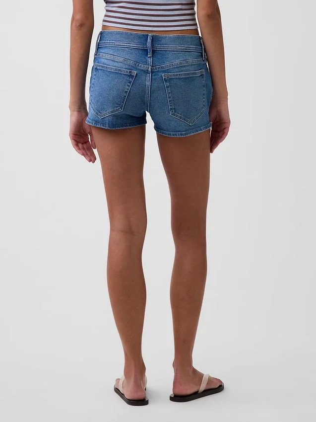 3" korte broek met lage taille en vetersluiting
