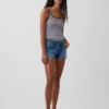3" korte broek met lage taille en vetersluiting