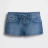 3" korte broek met lage taille en vetersluiting