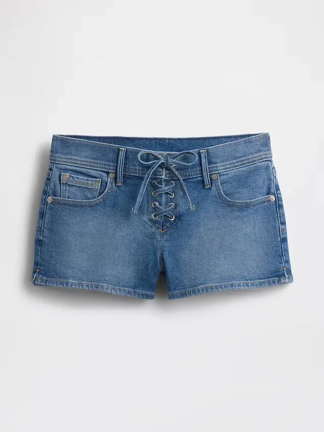 3" korte broek met lage taille en vetersluiting