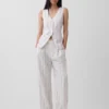 365 Broek met hoge taille van linnenmix