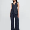 365 Broek met hoge taille van linnenmix